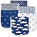 Burp Cloths Set for Babies (6 Pack), Navy Clouds Super Soft Cotton, Large 21"x10", Thick, Soft and Absorbent Towels, Burping Rags for Newborns, Baby Shower Gift for Boys and Girls by BaeBae Goods