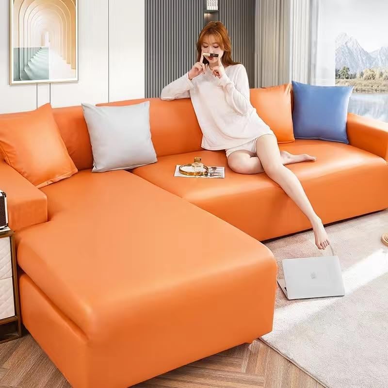 Funda de piel sintética sintética para sofá de 2345 plazas, 1 funda de cojín impermeable para sofá, protector de sofá anti arañazos