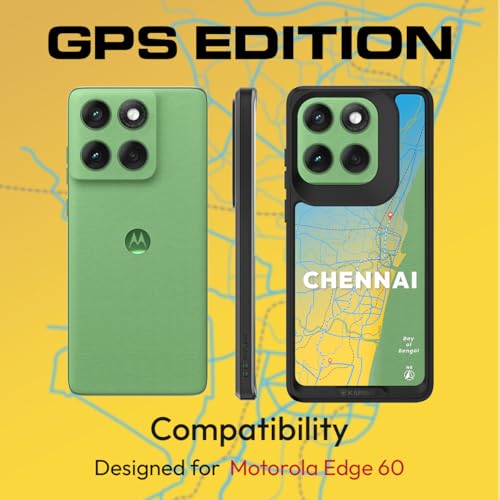 Image of KAPAVER GPS Edition Back Cover Case Compatible with Motorola Edge 60 (PC + TPU) (Chennai-Black)