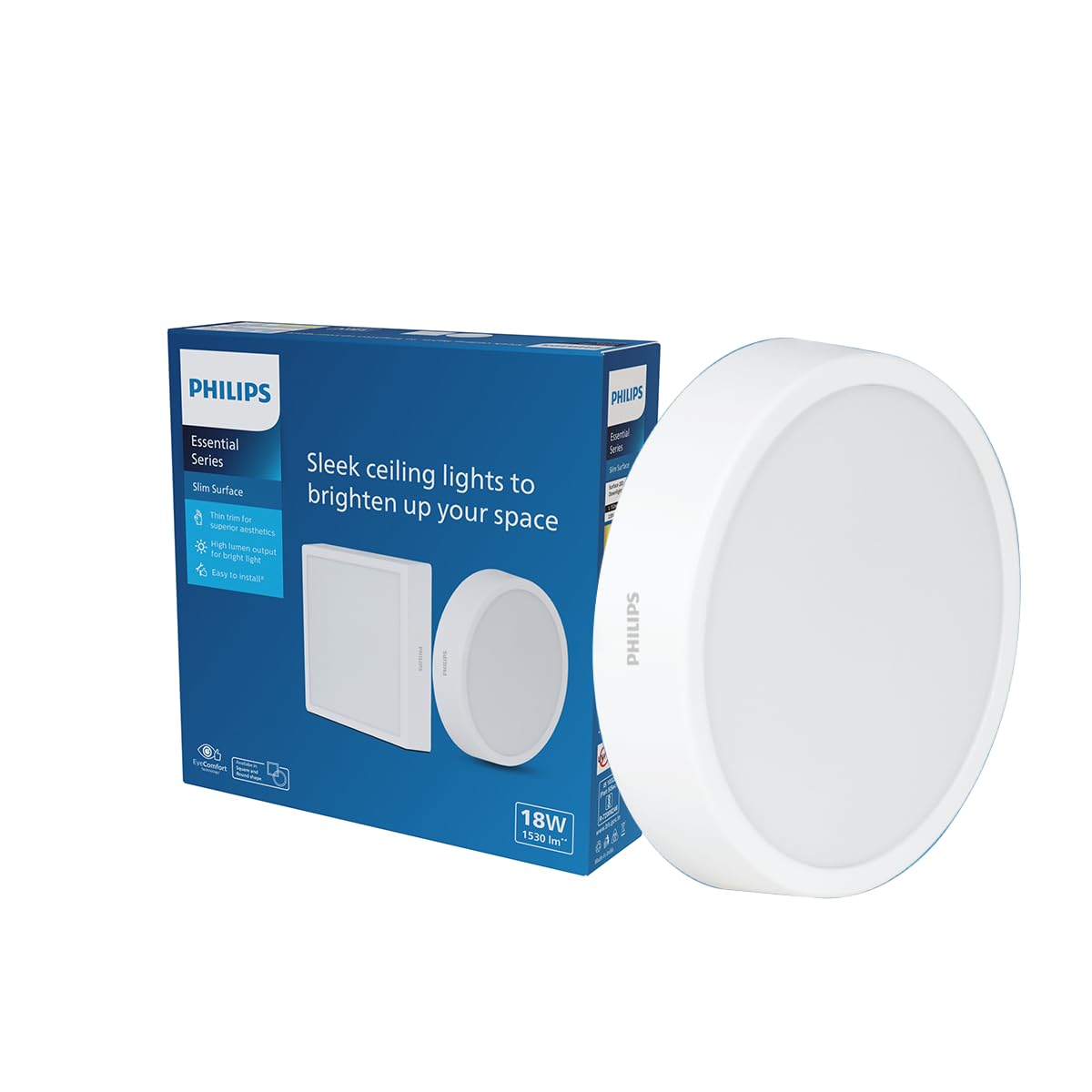 PHILIPS 18 Watt Round Slim Surface Ceiling Light | LED Downlighter for Both Normal & False Ceiling | Colour : Natural White, Pack of 1-picture-39