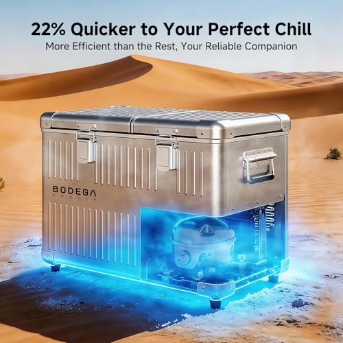Image of BODEGA 42 Quart (40L) Portable Car Refrigerator, 12V Dual Zone Car Fridge Freezer, Lightweight Aluminum Electric Cooler with Compressor, -4F to 68F, DC /AC for Truck, RV, Camping, Van, Home Use