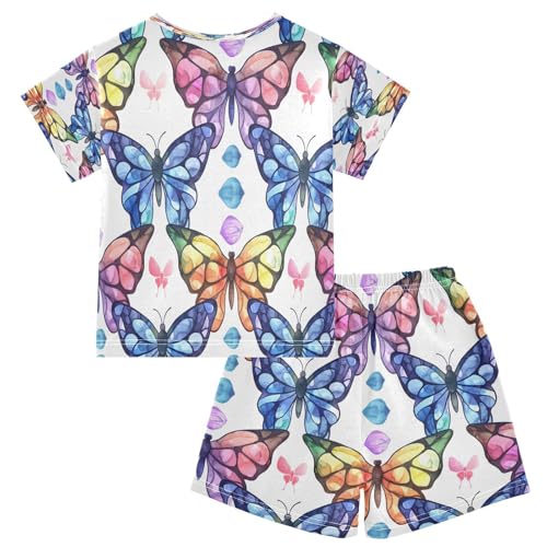 senya Short Sleeve Pajamas Sets Summer Cotton Sleepwear Butterfly Neon Colored Glass2