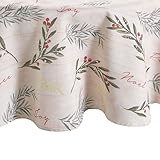 Elrene Home Fashions Holiday Tree Trimmings Wrinkle Resistant Fabric Christmas Tablecloth, 70', Round