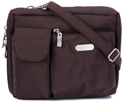 Baggallini Wallet Bag Borsa Messenger, Marrone