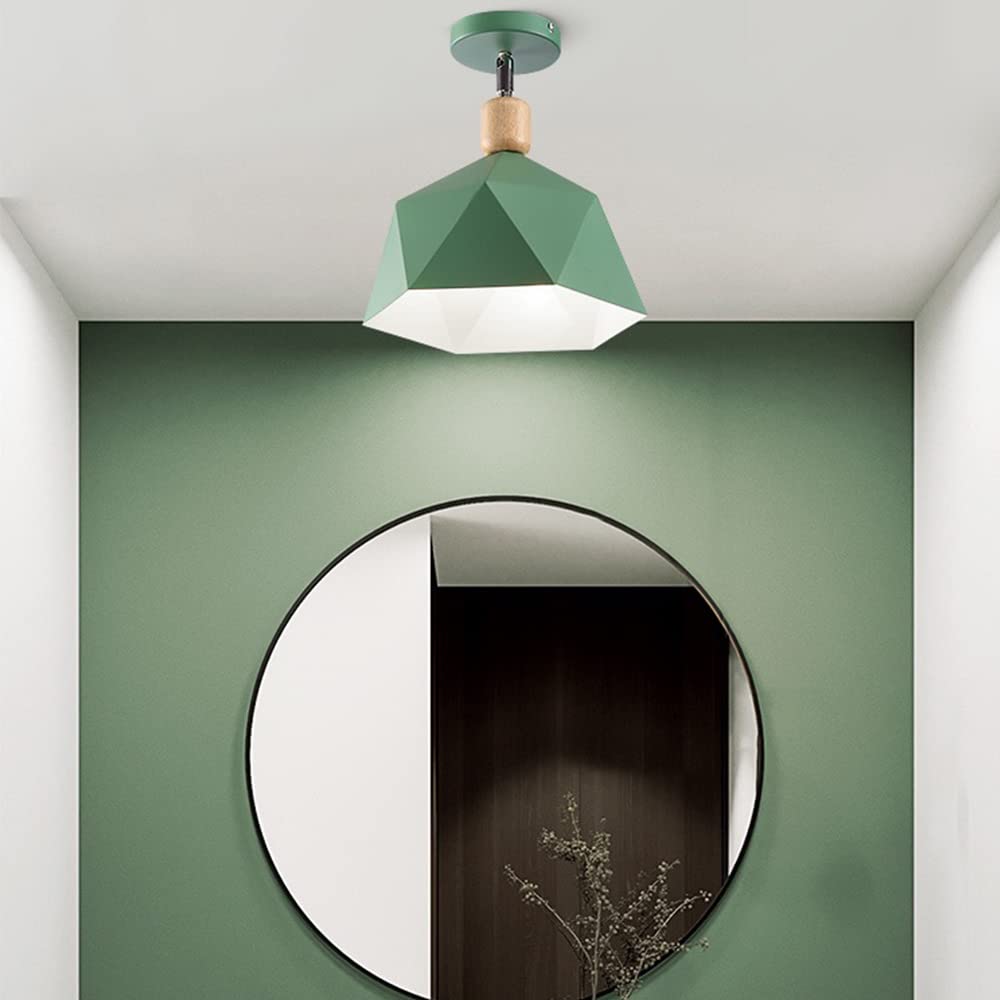 Mengjay Lampadario Da Soffitto Creativa Paralume Plafoniere interne Luci, in metallo Moderno,Industriale Nordico Retro (Verde)