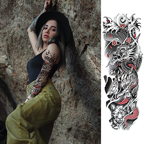 Temporary Tattoos Sleeves, 12 Sheets (L19“Xw7”) Full Arm Temporary Tattoos, Sleeve Tattoos For Men And Women Adult Kids #TOP1