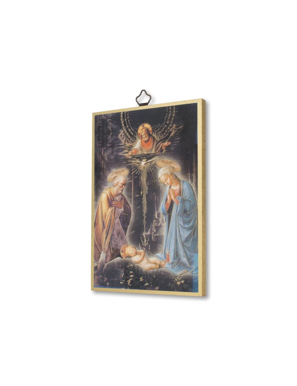 Fratelli Bonella | Quadro Sacro su legno MDF di pioppo 8mm con Mosaico in lamina dorata con Calice e Uva e Preghiera sul retro 10 x 15 cm | Made in Italy