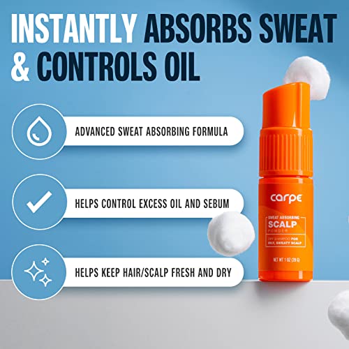 Carpe Sweat Absorbing Scalp Powder - A Residue Free, Non Aerosol Dry Shampoo For Women & Men - Oily Hair Treatment - Use Between Washes - Dry Shampoo For Dark Hair And All Other Hair Colors #TOP1