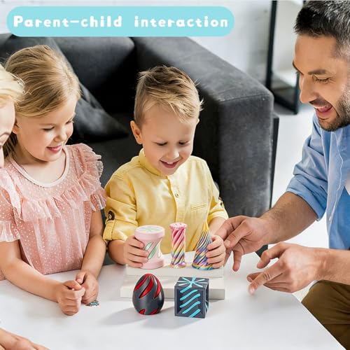 5 Pack Spiral Cone Cylinder Cube Fidget Toys 3D Printed Relief Fidget Impossible passthrough Impossible Cone,Birthday for Adults & Kids - Image 2