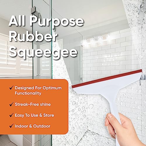 Image of Superio Rubber Squeegee, 2 Pack, Streak Free All Purpose Window Squeegee, Comfort Grip Handle and Hanging Hook (Grey- Red, 6 Inch- 2 Pack)