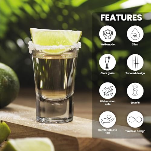 Image of WRINGO Shot Glass for Espressos, Spirits & Liquors,Whiskey, Vodka Shot, Tequila Shot, Wine Tasting, Cocktail Pour, Bar Accessory & Home Decor Parties Glasses Set of 6 (WR-10)