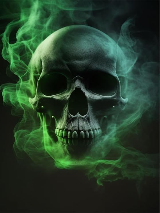 Kits de pintura de diamantes de imitación de calaveras venenosas para adultos, 5D DIY redondo de taladro completo punto de cruz, pintura de bordado