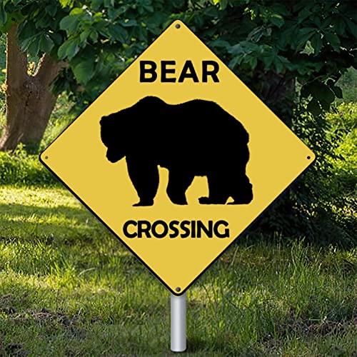 Panneau d'avertissement Bear Xing crocodile crossing en métal extérieur avec effet rouillé