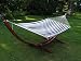 Deluxe Wood Arc Hammock Stand including + Two Person Blue and White Quilted Hammock
