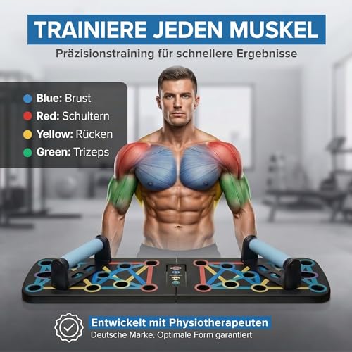 BODY & MIND® Liegestützbrett faltbar - 20in1 Push Up Board mit Bändern – Ansicht 2