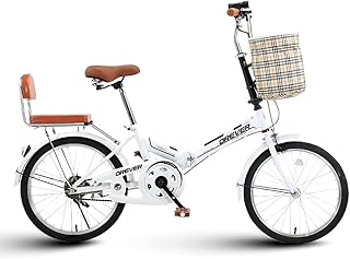 DODOBD Foldable Bike 20 Inch, Adult Portable City Bicycle, Carbon Steel Bicycle Unisex Folding Bicycle, Folding Bike for Men Women Students and Urban Commuters, White