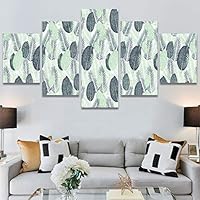SIGNWIN 5 Panel Canvas Wall Art Modern Art Decorative Elements Fun Illustrations Leaves Multicolor Patterns for Home Decorations Ready to Hang - 60