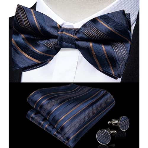Corbata de moño formal de seda preanudada azul miniatura 3