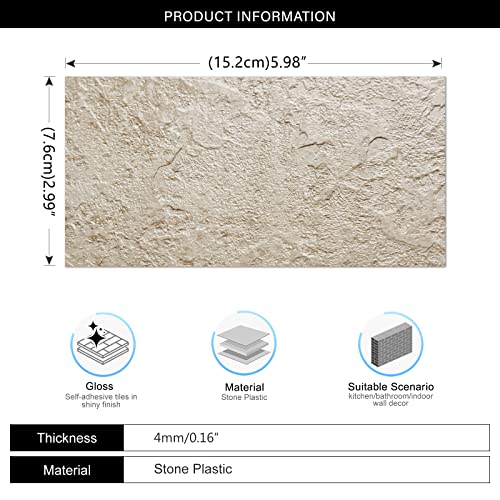 Tenashome Peel And Stick Backsplash Pvc Marble Stone Tile, 3In. X 6In. Subway Rustic Brick Stick On Tiles For Kitchen Bathroom Home Wall Decor,Roman Travertine,2 Pieces #TOP7