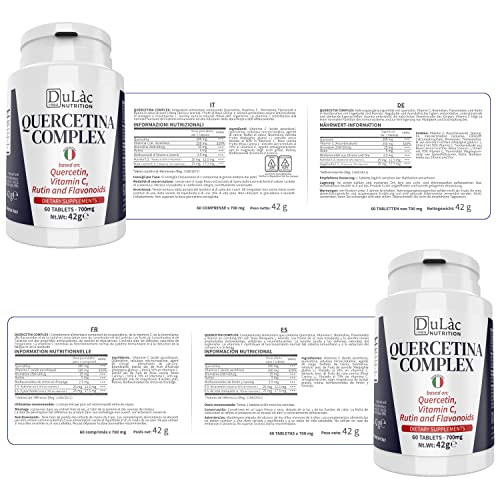 Quercetin With Bromelain, Vitamin C + Bioflavonoids - Highly Bioavailable Quercetin Complex For Immune Support - Antioxidant Supplement Dulàc Nutrition - 60 Tablets #TOP2