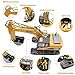 fisca Remote Control Excavator RC Construction Vehicles 15 Channel 2.4G Full Function Digger Toys with Metal Shovel Sound and Lights
