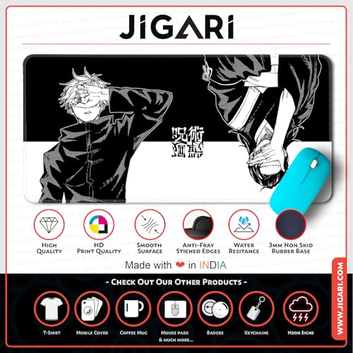 Image of Anime Theme Printed XL Extended Stich Edge Mousead | Smooth Surface Gaming Mousepad with Anti-Slip Rubber Base | 3mm Thick - 11 x 23 Inch (Satoru Gojo (P104))