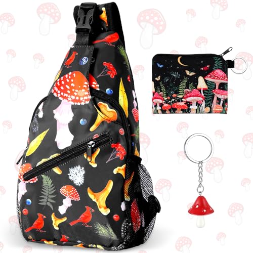 Paterr 3 Pcs Mushroom Gifts Mushroom Backpack Sling Bag Purse for Men Women by Paterr - Used condition - US$12.25