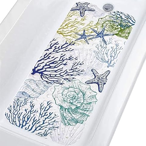Topotdor Nautical Non-Slip Bath Mat Cover