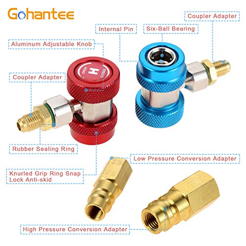 Kit de adaptadores para AC R134A, acoplador rápido ajustable miniatura 3