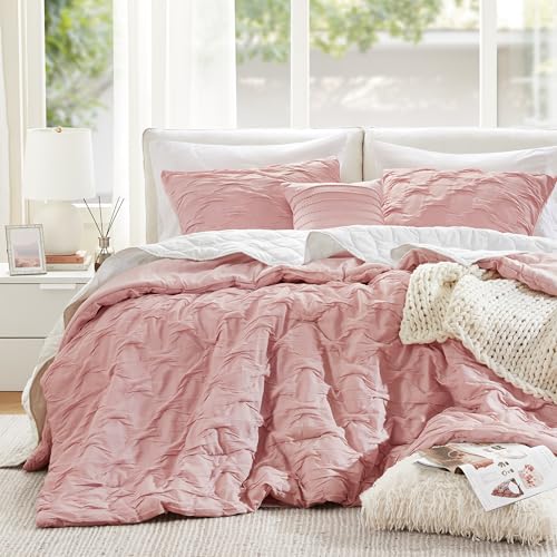 Comfort Spaces All Season King Size Comforter Set for Girls, 4 Piece, Pink