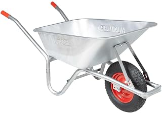 Brouette Jardin 90 L Acier galvanisé 150 kg capacité avec bac Plastique, Roue Pneu, poignée Confortable pour Transport Chantier Jardinage, manutention terreau Compost Bois Gravier Sable
