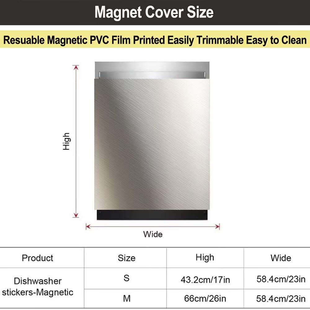 Brushed White Stainless Steel Dishwasher Magnet Cover, Magnetic Dishwasher Cover Front Door Panel Decal Kitchen Decor, Home Appliance Sticker Dishwasher Covers, 23"x 26"