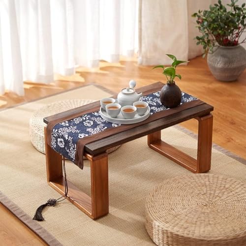 Image of Simple&Premium and Folding Japanese Style Low Height Floor Meditation /Tea /Coffee /Tatami Table for Living Room, Bedroom, Solid Wood Low Study /Laptop Desk Table.