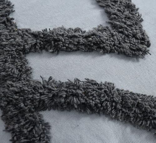 Image of TIB Premium Boho Decorative Throw Cushion Covers, 16 x 16 cm, Set of 2, Cotton. (Grey Cross)