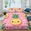 Lovely Pineapple 3D Printedcartoon Fruit Quilt Cover Bedding Set Comforter Covers Duvet Cover for Childrens and Adults 3 Pieces Microfiber with Pillowcases with Zipper Closure Full(203x228cm) 51a8KZ17SgL. SS100