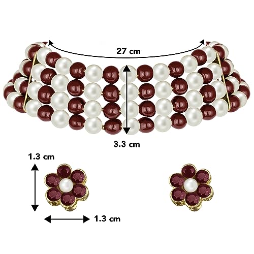 Image of Peora Traditional Maharani Haar Necklace with Earrings Bridal Jewellery Set Gift for Women
