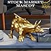 YouFine Brass Bull Figurine -Wall Street Bull Art Decor,Bronze Bull/Cow/Ox Figure Statues and Sculptures Home Office Decor (A-Gold)