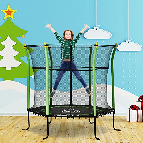 HOMCOM 5,3FT Trampolin für Kinder Gartentrampolin mit Sicherheitsnetz Randabdeckung Gummiseil gepolstert Fitness… – Bild 3