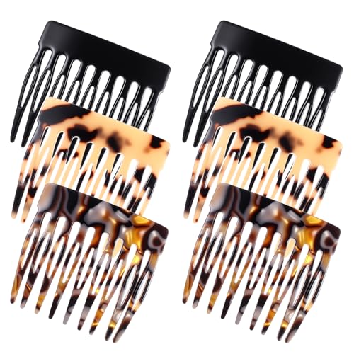 YBEATY 6 Pcs French Hair Side Comb Vintage Decorative Combs Strong Hold Clips for Small French Twist for Women Bun Chignon Up-Do Styling Girls Hair Accessories