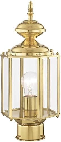 Miniatura 8 de Livex Lighting 2117-02 Poste al aire libre con pantallas de vidrio biselado transparente, latón pulido