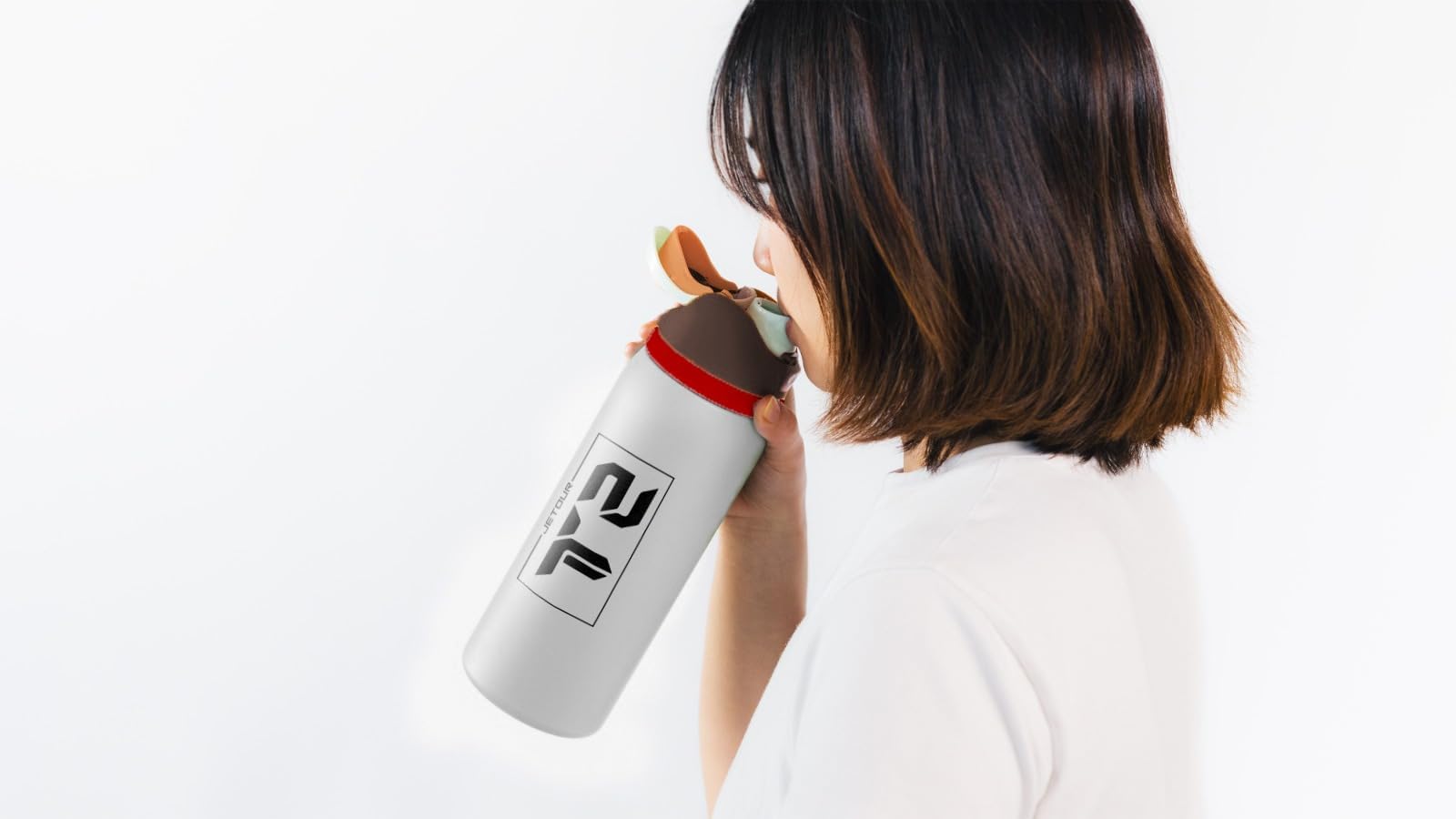 Jetour T2 Insulated Stainless Steel Water Bottle with Straw for Sports and Travel | BPA-Free Inner Vacuum Insulated Flask | Travel Thermos | Outdoor | Reusable Leak Proof (Milky White)