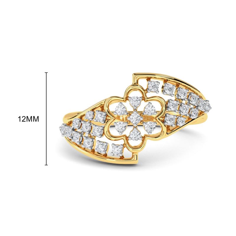 Image of KISNA 14k / 18k Real Gold & Diamond Ring | Diwali, Rakhi Rakshabandhan Gift for Sister /Bhabhi /Women | With Certificate of Authenticity & BIS-Hallmarked Gold Jewellery | Elsie Ring