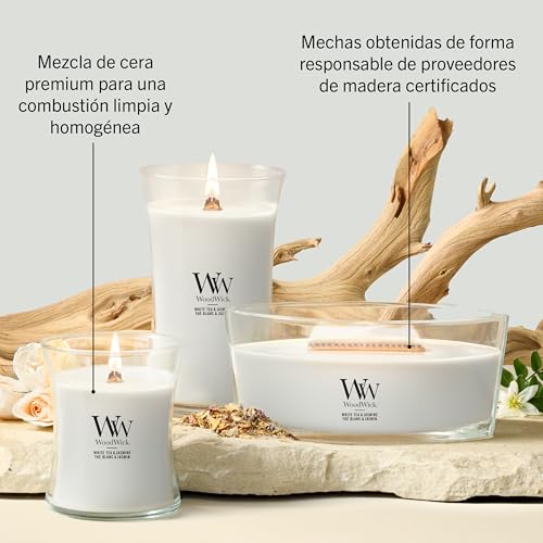 Miniatura 7 de Woodwick Vela Aromática En Forma De Elipse, Té Blanco Con Jazmín