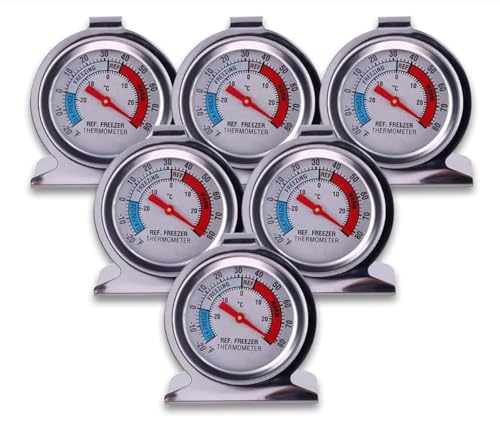 Refrigerator Freezer Large Dial Thermometer Aulufft 6 Pack Classic Series Fridge Freezer Alarm Thermometer Internal Temperature Gauge for Kitchen Refrigerator