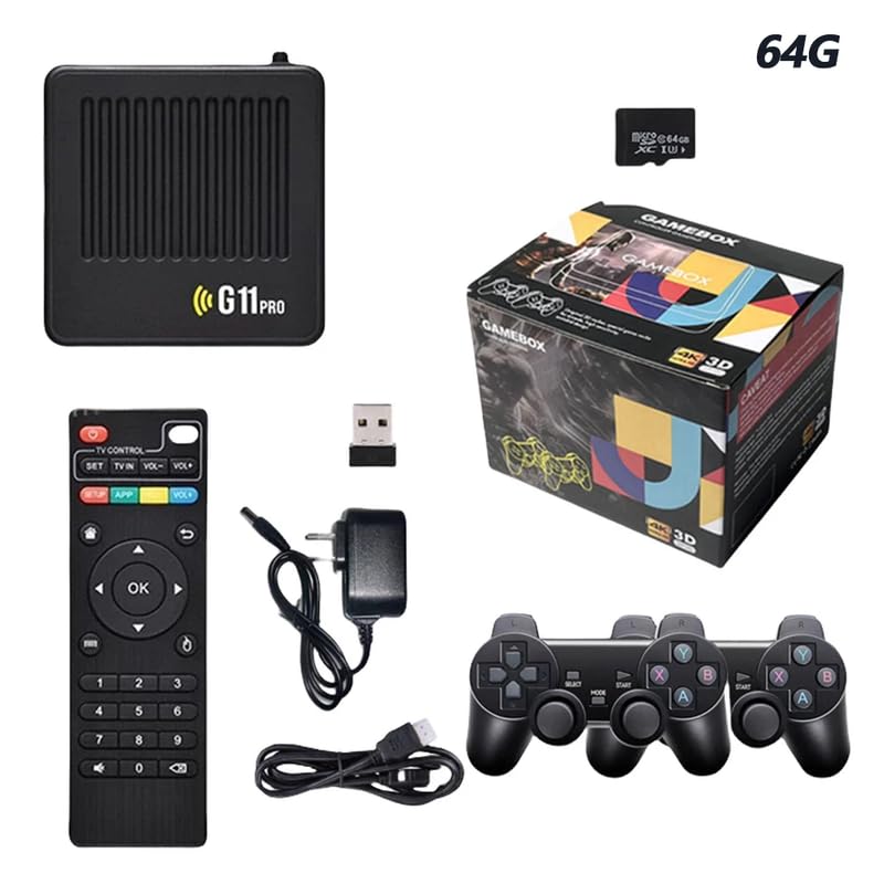 G11 Pro Game Box Built in 10000+ Games Plug and Play 4K HDMI-Compatible Output with 2.4G Wireless Dual Controllers