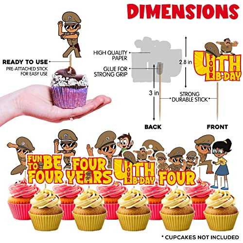 Zyozique-Little-Singham-Party-SuppliesLitlle-Singham-4th-Birthday-for-Boys-with-I-AM-FOUR-Banner-Cake-Topper-Cupcake-Toppers-Balloons-Birthday-Decoration-Kit-Pack-of-37
