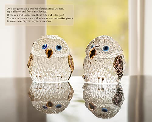 H&D Hyaline & Dora Crystal Owl Figurine Collectible, Gold Painted Animal Glass Ornament, Owl Statue Home Decor, Gifts For Owl Lovers #TOP1