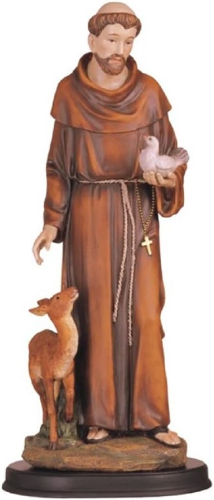 ICE Armor 5" H Saint Francis with Deer and Dove Statue St. Francis of Assisi Holy Figurine Religious Decoration Office Desk/Home/Living Room/Table Decor, Perfect House Warming Gifts for New Home