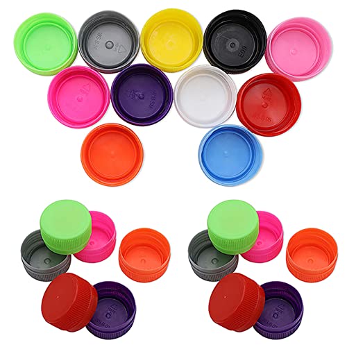 plastic screw caps for pet bottle - Bottle Caps, 50Pcs Plastic Bottle Caps for Crafts, Bottle Cap for DIY Kindergarten Stickes Development Intelligence, Bottle Lids, Bottle Top, Plastic Screw Caps for PET Alcohol Drink Soda Bottles