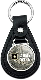 Black Leather U.S. Army Wife Keychain